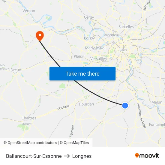 Ballancourt-Sur-Essonne to Longnes map