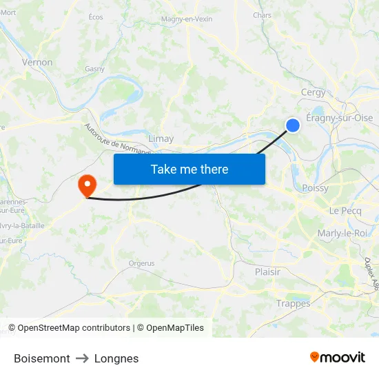 Boisemont to Longnes map