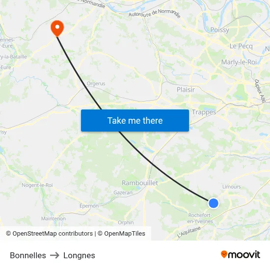 Bonnelles to Longnes map