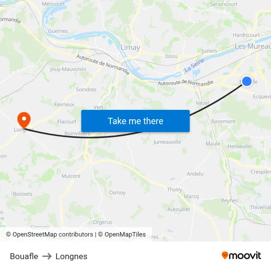 Bouafle to Longnes map