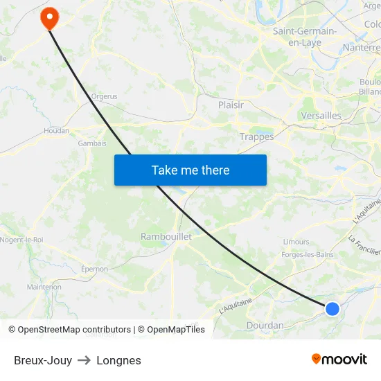 Breux-Jouy to Longnes map