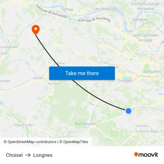 Choisel to Longnes map