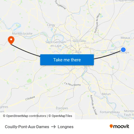 Couilly-Pont-Aux-Dames to Longnes map