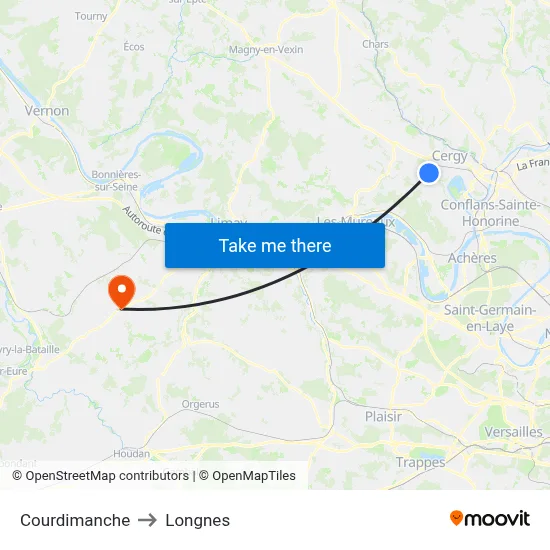 Courdimanche to Longnes map