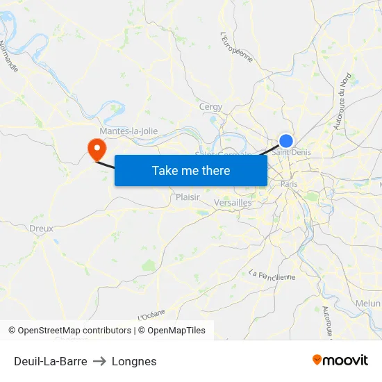 Deuil-La-Barre to Longnes map