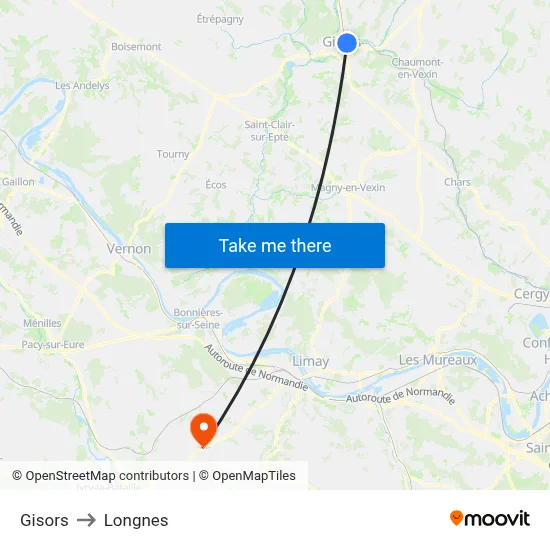 Gisors to Longnes map
