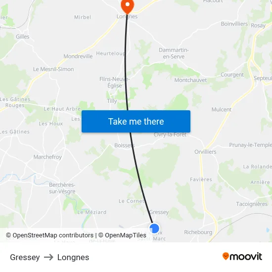 Gressey to Longnes map