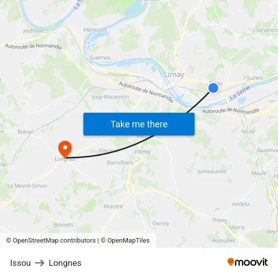 Issou to Longnes map