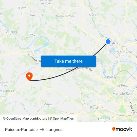 Puiseux-Pontoise to Longnes map