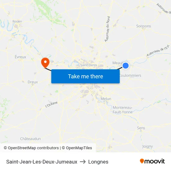 Saint-Jean-Les-Deux-Jumeaux to Longnes map
