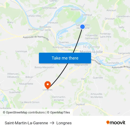 Saint-Martin-La-Garenne to Longnes map