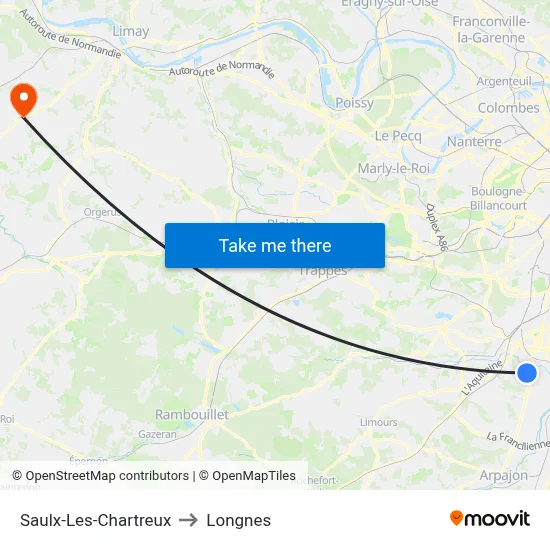 Saulx-Les-Chartreux to Longnes map
