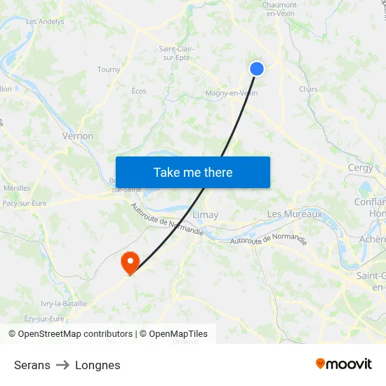 Serans to Longnes map