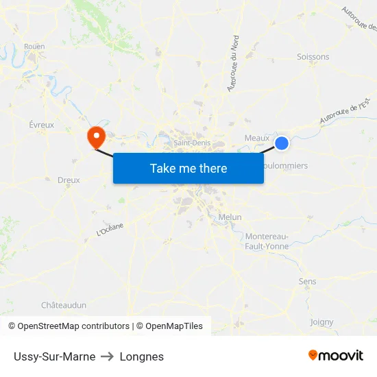 Ussy-Sur-Marne to Longnes map