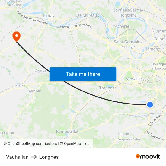 Vauhallan to Longnes map
