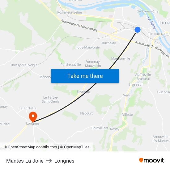 Mantes-La-Jolie to Longnes map