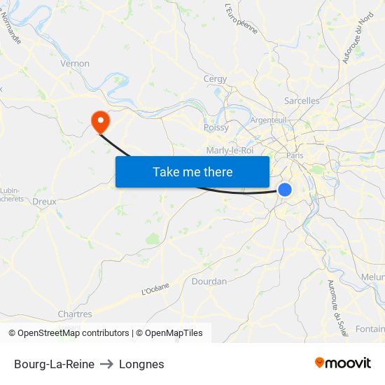 Bourg-La-Reine to Longnes map