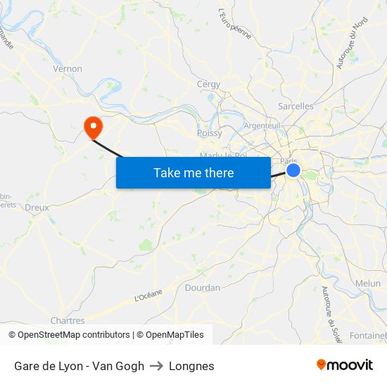 Gare de Lyon - Van Gogh to Longnes map