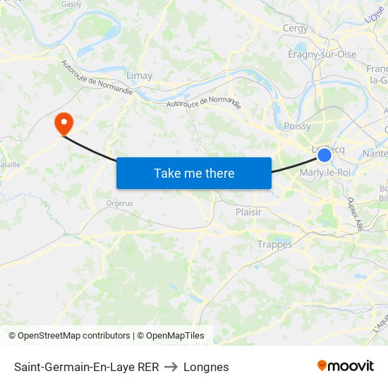 Saint-Germain-En-Laye RER to Longnes map
