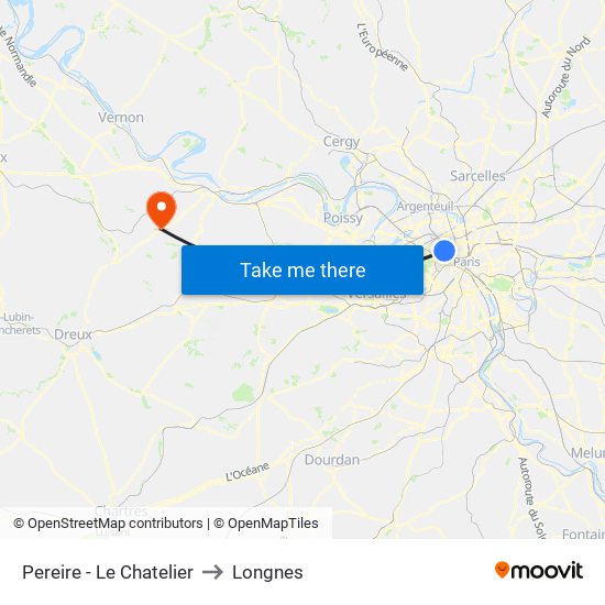 Pereire - Le Chatelier to Longnes map