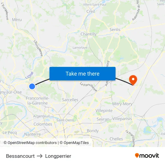 Bessancourt to Longperrier map