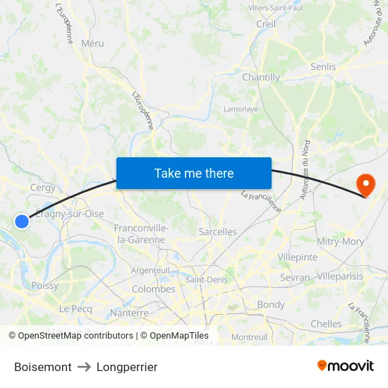 Boisemont to Longperrier map
