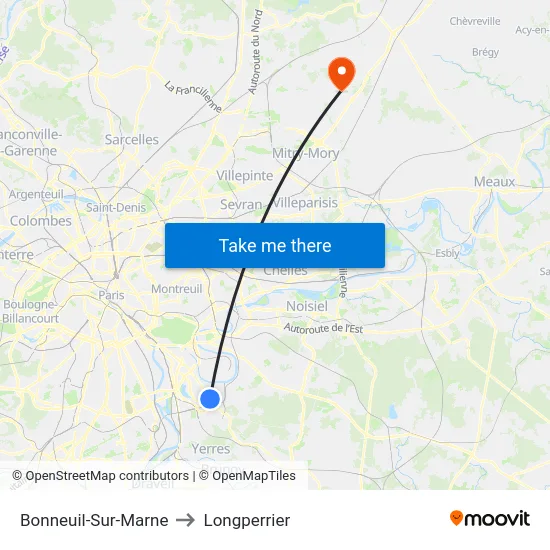 Bonneuil-Sur-Marne to Longperrier map