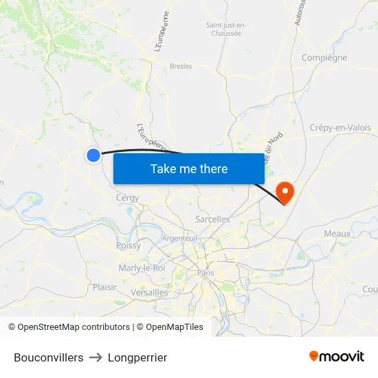 Bouconvillers to Longperrier map