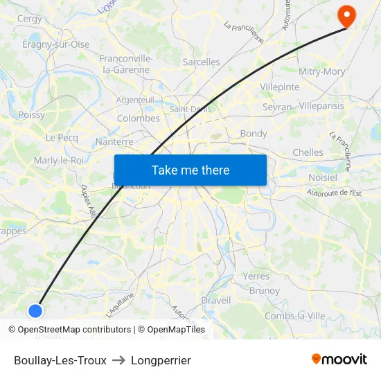 Boullay-Les-Troux to Longperrier map