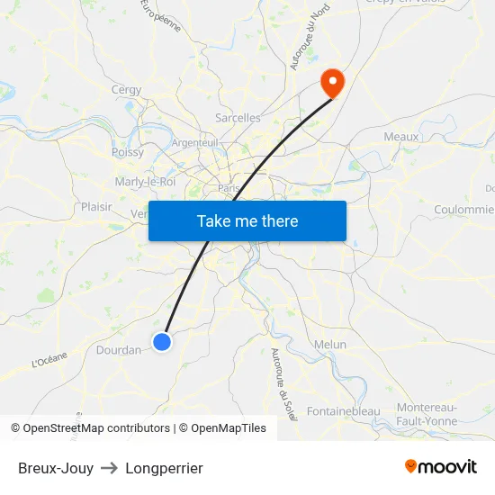 Breux-Jouy to Longperrier map