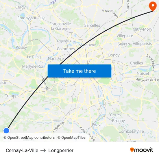 Cernay-La-Ville to Longperrier map