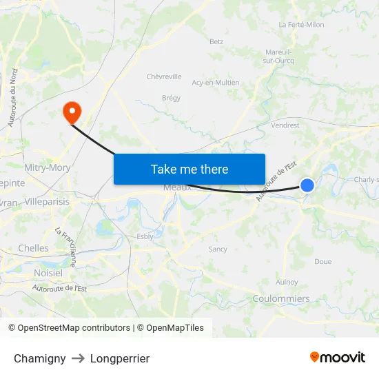 Chamigny to Longperrier map