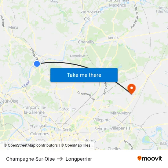 Champagne-Sur-Oise to Longperrier map