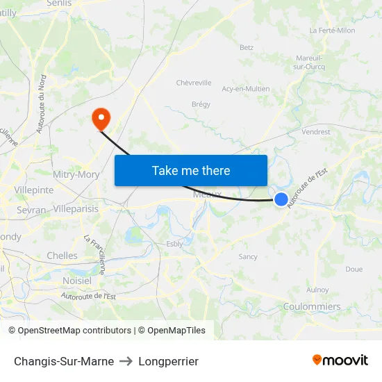 Changis-Sur-Marne to Longperrier map