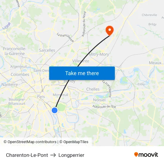 Charenton-Le-Pont to Longperrier map