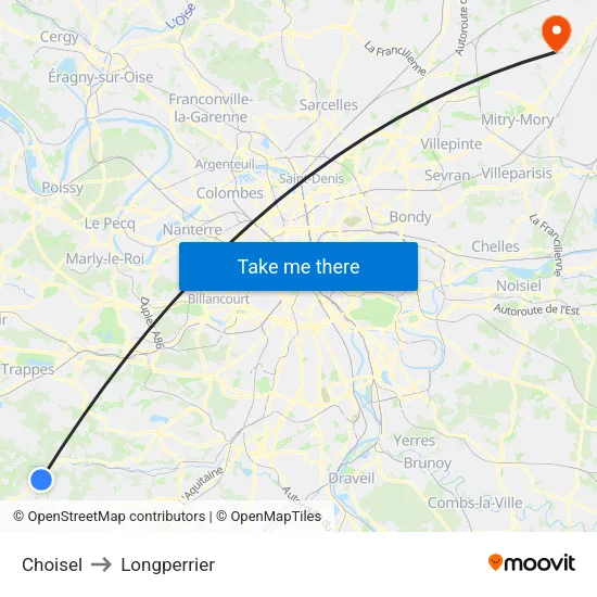 Choisel to Longperrier map