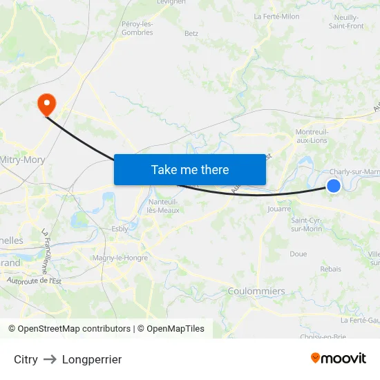 Citry to Longperrier map