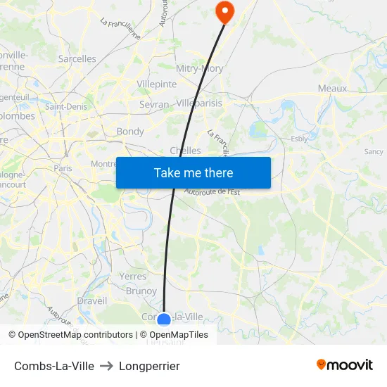 Combs-La-Ville to Longperrier map