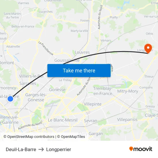 Deuil-La-Barre to Longperrier map