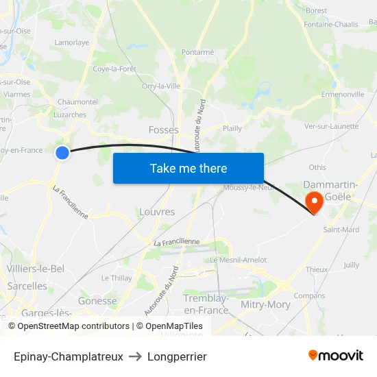 Epinay-Champlatreux to Longperrier map