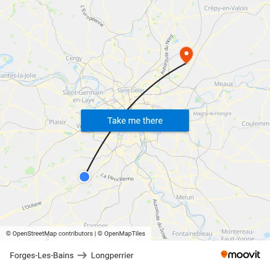 Forges-Les-Bains to Longperrier map