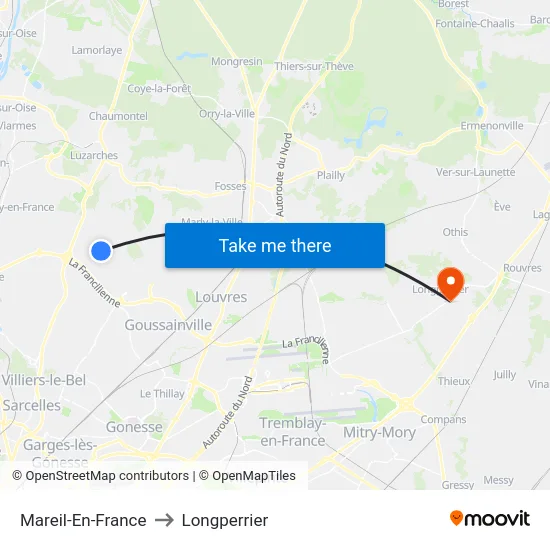 Mareil-En-France to Longperrier map