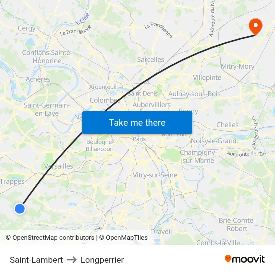 Saint-Lambert to Longperrier map