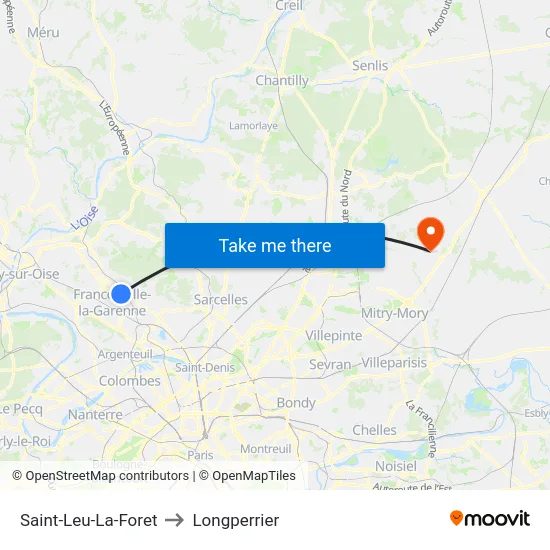 Saint-Leu-La-Foret to Longperrier map