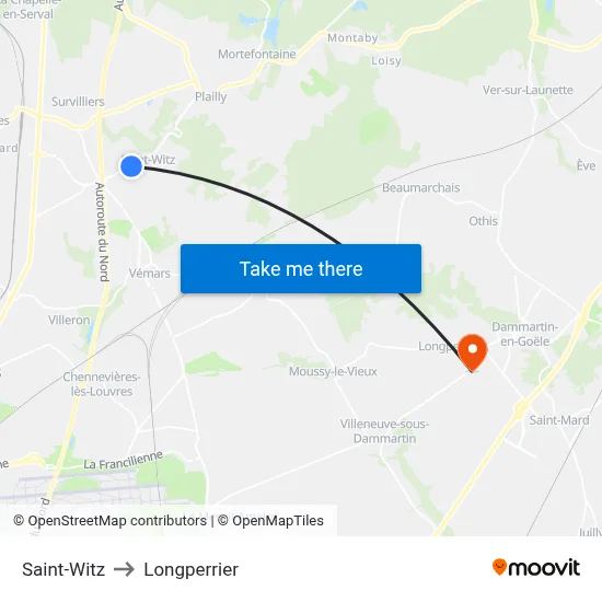 Saint-Witz to Longperrier map