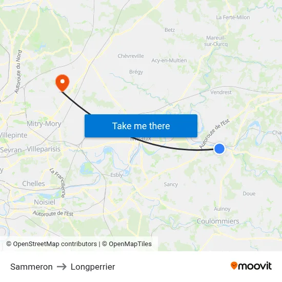 Sammeron to Longperrier map