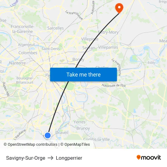 Savigny-Sur-Orge to Longperrier map