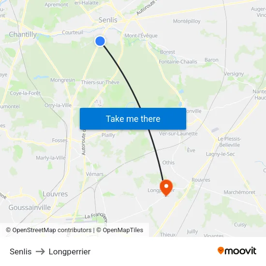 Senlis to Longperrier map
