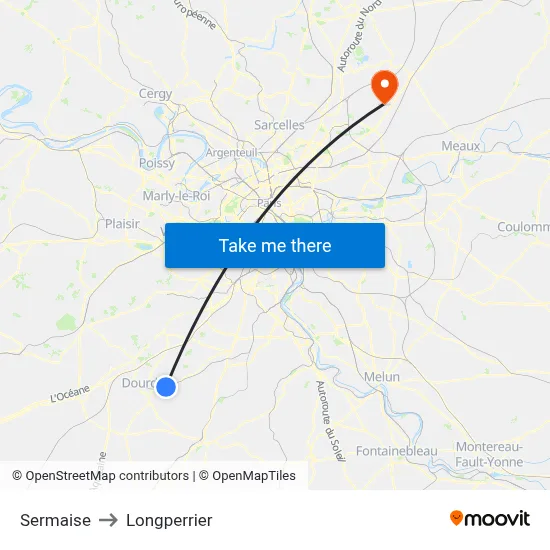 Sermaise to Longperrier map