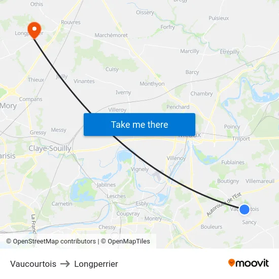 Vaucourtois to Longperrier map